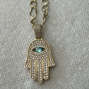 Hamsa Cz Necklace 10kyg 24.6g