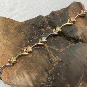 10K 3 Tone Heart Link 7.5" Bracelet 3.3gr