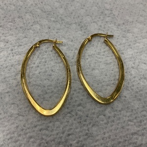 14K Yellow Gold Oval Hoop Earrings 1.6gr