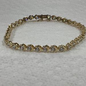 14K Yellow Gold CZ Tennis Bracelet 7.9Gr 7.25" 
