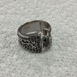 10K WG Black Diamond Ring Size 10.25 15.6Gr 