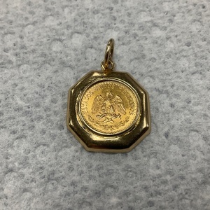 14K Yellow Gold Pendant With 1945 Dos Peso Coin 4.5g