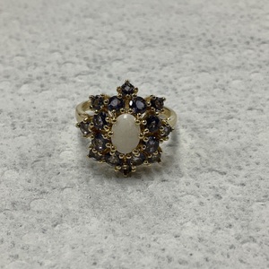 14K Yellow Gold Opal & Tanzanite Ring 4.2gr Size 6