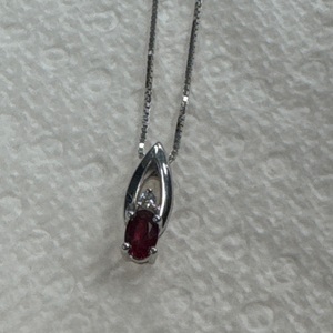Ruby Necklace 1dias .01ctw 14kw 