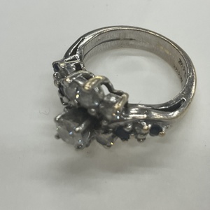 Sapphire & Diamond White Gold Ring Sz:2.5 