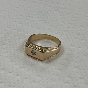 14K YG 12.1Gr Solitaire .15Ct Diamond Ring Size 11.5 