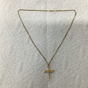 Yellow Gold Cross Necklace Sz:20 