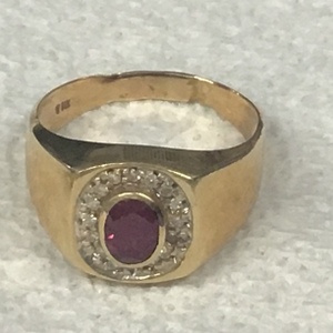 Male Yellow Gold Ring Sz:12 6.3g/14kt 1.00CT RUBY  