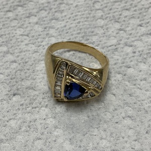 14K Yellow Gold Tanzanite & Diamond Ring 8.9Gr Size 11.5