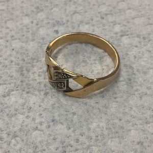 18K Rose Gold Diamond Curb Link Ring 4.2g Size 9.25