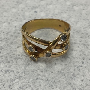 18K Yellow Gold Diamond Weave Ring 6.1g Size 9 