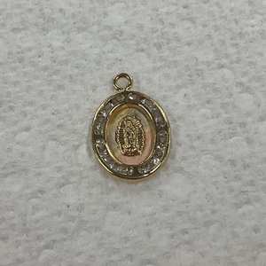 14K Yellow Gold White Stone Mary Pendant 1.0Gr