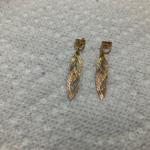Tricolour Gold Dangle Earrings 1.7g/14kt