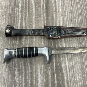 SOLINGEN GERMANY FIXED BLADE KNIFE WITH LEATHER SHEATH