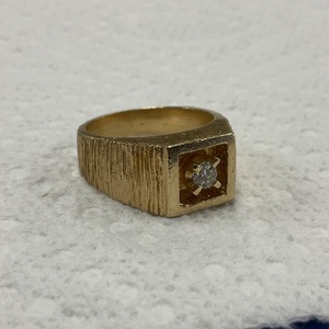 14K YG Solitaire .20Ct Diamond Ring Size 10.25 12.6Gr 