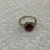 14K Yellow Gold Red Stone Halo Ring 3.0gr with White Accent Stones Size 6.75