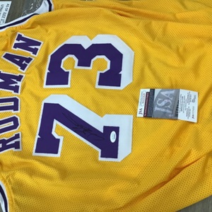DENNIS RODMAN SIGNED LAKERS JERSEY