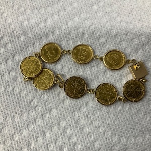 Yellow Gold Coin Bracelet Sz:8 