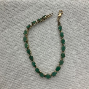 Yellow Gold Emerald Bracelet Sz:7.5 
