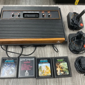 ATARI CX-2600A COMPUTER SYSTEM CONSOLE WITH 2 CONTROLLERS, GAMES, POWER ADAPTER