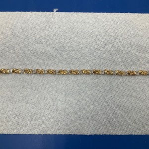 10kt Two Tone Gold 15.4Gr Nugget Diamond 8" Bracelet 
