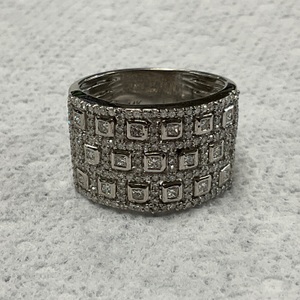 14K White Gold Diamond Band Ring 9.2gr Size 8