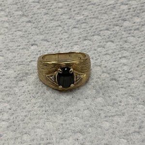 14K Yellow Gold Solitaire Oval Brown stone Diamond Ring 6.8Gr Size 6.5