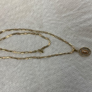 14K Three Tone Gold 16" Valentino Chain W/ Mary Pendant 5.5Gr 