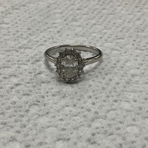 14K White Gold Diamond Halo Ring 2.9Gr Size 6