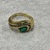 18K Yellow Gold Green Stone & Diamond Ring 5.4gr Size 5.25