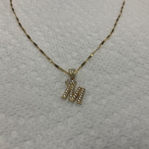 14K YG 16" Necklace W/ CZ 'M' pendant 3.0Gr 