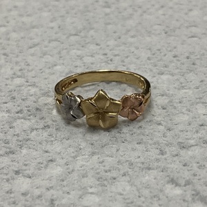 14K Three Tone Gold Flower Ring 2.2g Size 4.75