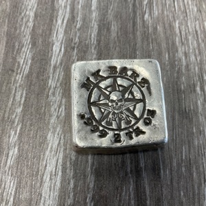 2 OZ .999 MK BARZ HAND POURED SKULL MAP SILVER BULLION