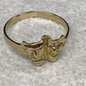 10K Yellow Gold Theater Mask Ring 2.0gr Size 10