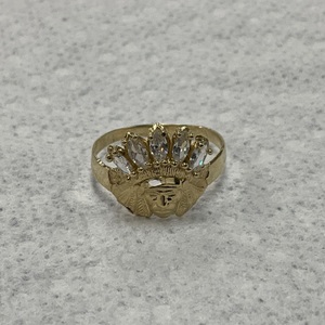 10K Yellow Gold Marquise CZ Native American Pendant 2.0gr Size 10.75