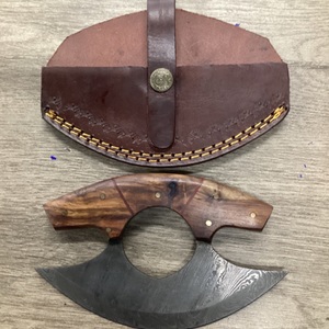 NO BRAND HALF MOON DAMASCUS SKINNING KNIFE