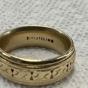 14K Yellow Gold Band Ring w/ Wave Design 11.7gr Size 9