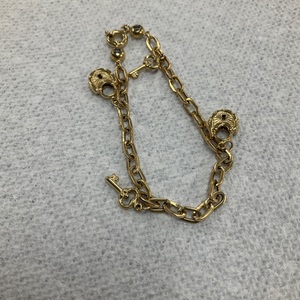 14K Yellow Gold Lock & Key Charm 7.5" Bracelet 5.6gr 