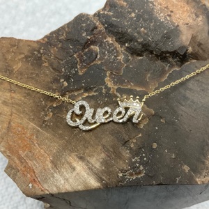 14K Yellow Gold 'QUEEN' 17" Diamond Necklace 3.0gr