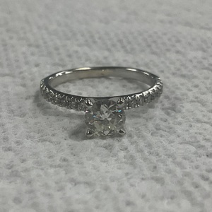 14K White Gold Round Cut Diamond Engagement Ring 2.5gr Size 5.5
