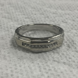10K White Gold Men's Diamond Band Ring 4.5gr Size 9.75
