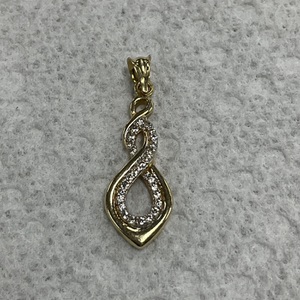 14K Yellow Gold Infinity White Stone Pendant 1.2gr