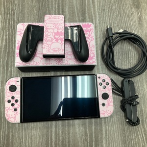 NINTENDO SWITCH OLED W/ DOCK & CHARGER LEFT STICK MISSING HALF OF THE RUBBER