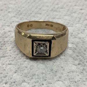 14K Yellow Gold Solitaire Diamond Men's Ring 4.7gr Size 10.25