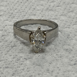 950 Platinum Solitaire Marquise Diamond Ring 5.9gr Size 6.5 