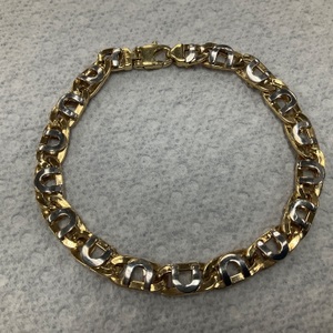 14K Yellow Gold Two Tone 8.5" Mariner Link Bracelet 14.0gr