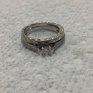 14K White Gold Diamond Wedding Ring Set 4.1gr Size 5.75