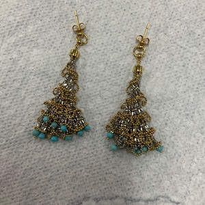 Two tone Gold Dangle Earrings 16g/18kt 