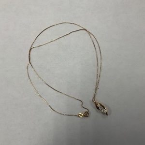 14K Yellow Gold 20" Box Chain Necklace with 3 Stone Diamond Pendant 2.6gr