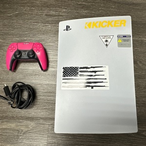 SONY PS5 DISC GAMING CONSOLE W/ PINK CONTROLLER AND CORDS